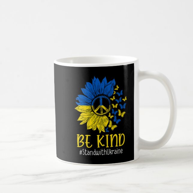 Caneca De Café Be Kind Sunflower Peace Love Ukraine Stand With Uk (Direita)