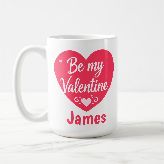 Caneca De Café Be my Valentine Heart personalized (Esquerda)