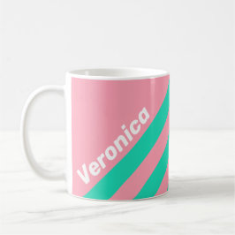 Caneca De Café Beach Breeze Nostalgic Stripes with Name
