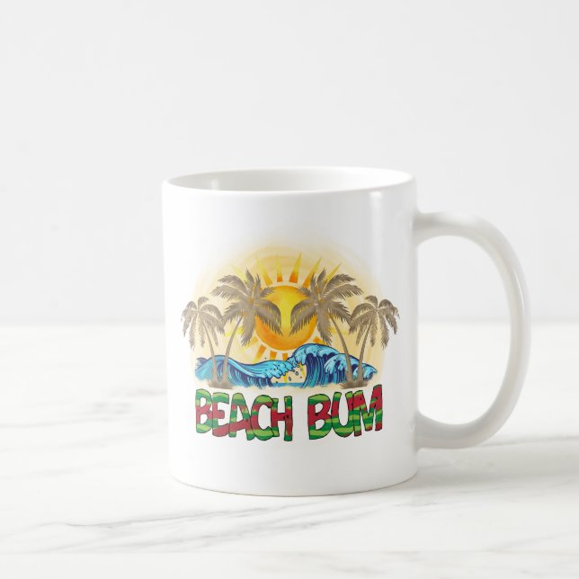 Caneca De Café Beach Bum | Melancia, Ondas Oceânicas e Sol Tropic (Direita)