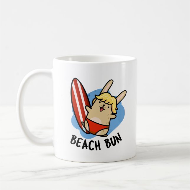 Caneca De Café Beach Bun Funny Bunny Pun (Esquerda)