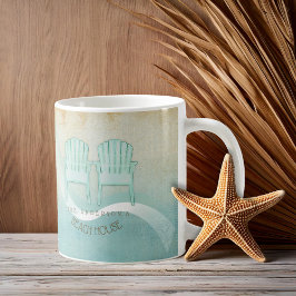 Caneca De Café Beach House Adirondack Chairs Aqua Blue ID623