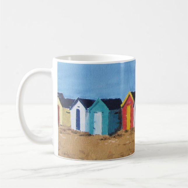 Caneca De Café Beach Huts Southwold Inglaterra (Esquerda)
