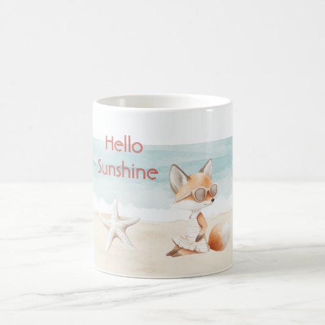 Caneca De Café Beach Ocean Starfish Fox Hello Sunshine (Centro)