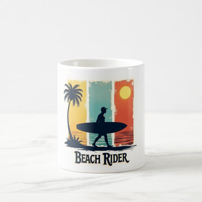 Caneca De Café Beach Rider ☕ Retro Surfer Tropical Mug (Centro)