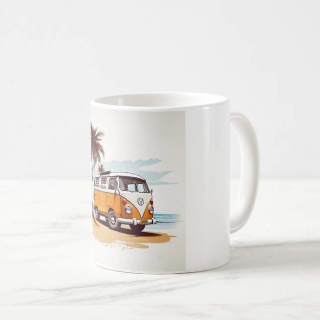 Caneca De Café  Beach Vibes Kombi Mug - Retro Surfing Serenity (Frente Esquerda)