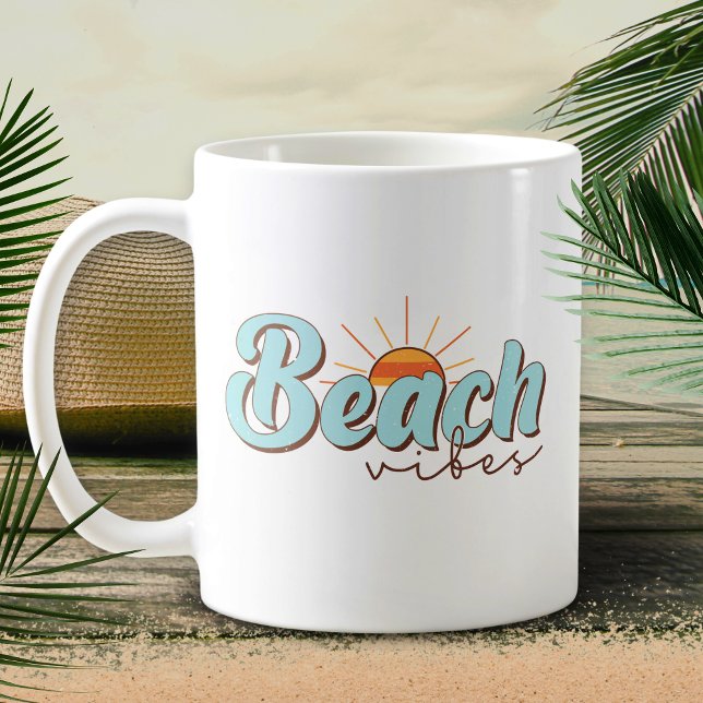 Caneca De Café Beach Vibes Retro Summer Sun Kitchen (Criador carregado)