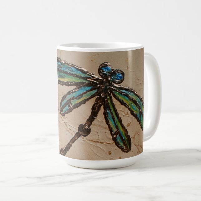 Caneca De Café Beachy Blue e Green Dragonfly (Frente Esquerda)