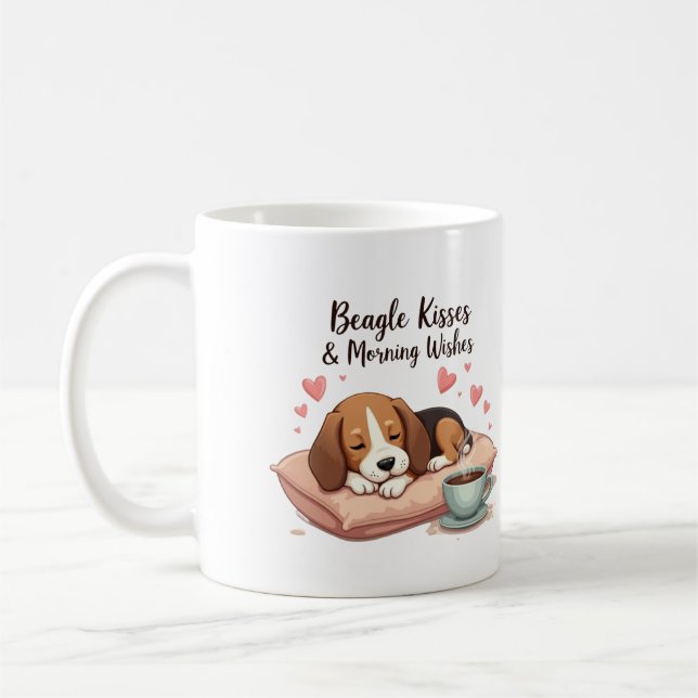 Caneca De Café Beagle Beijos & Desejos da Manhã (Esquerda)