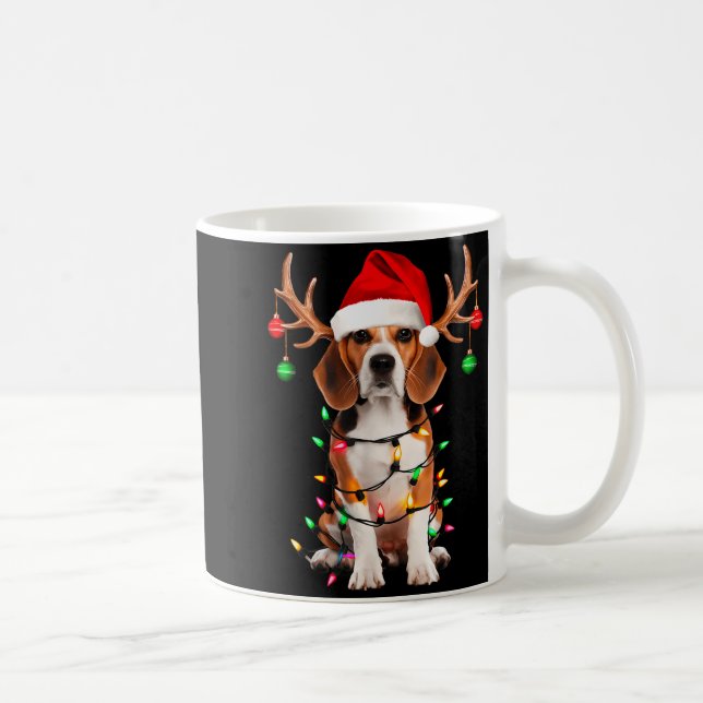 Caneca De Café Beagle Christmas Tree Shirt Beagle Santa Hat Lover (Direita)
