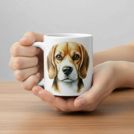 Caneca De Café Beagle de Aquarela 