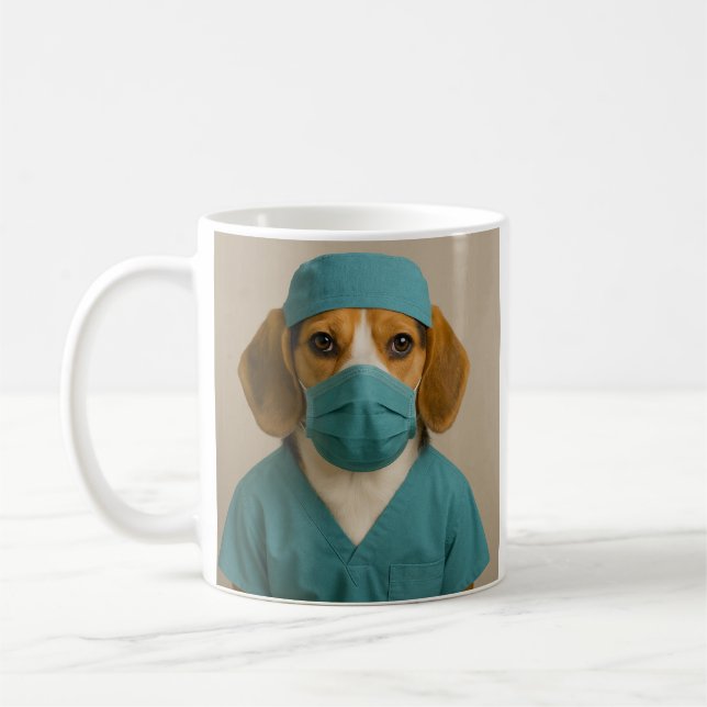Caneca De Café Beagle de Roupas Cirúrgicas (Esquerda)