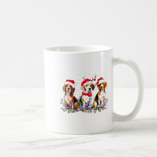 Caneca De Café Beagle Dog Christmas Lights Cute Pet Matching Fami (Direita)