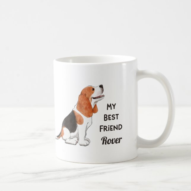 Caneca De Café Beagle Dog Meu Melhor Nome Personalizado (Direita)