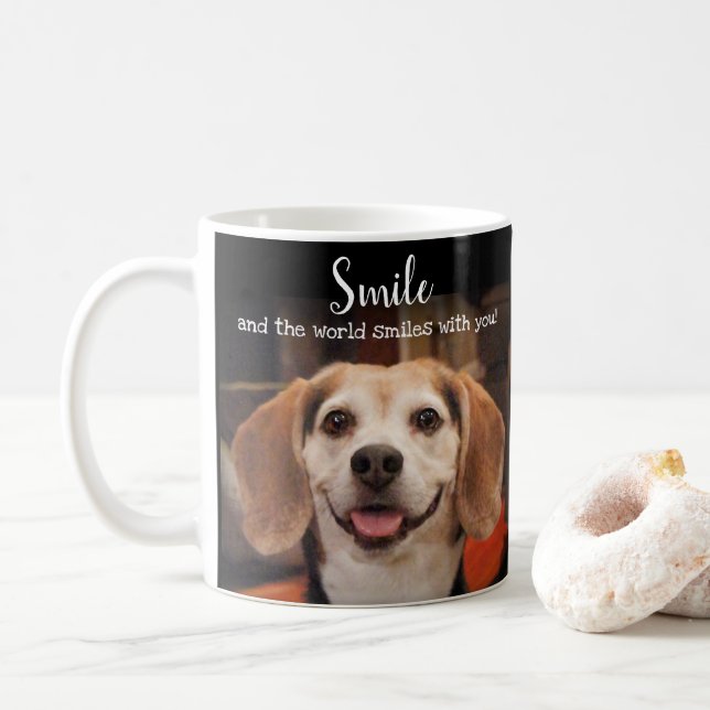Caneca De Café Beagle Dog Smile Quote Foto Sorridente (Com Donut)