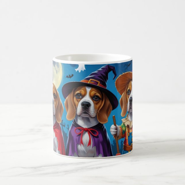 Caneca De Café Beagle Dogs Pumpkin Halloween Engraçado (Centro)