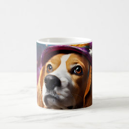 Caneca De Café Beagle em um chapéu rosa