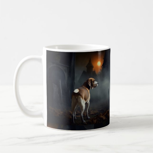 Caneca De Café Beagle Halloween Assustador (Esquerda)