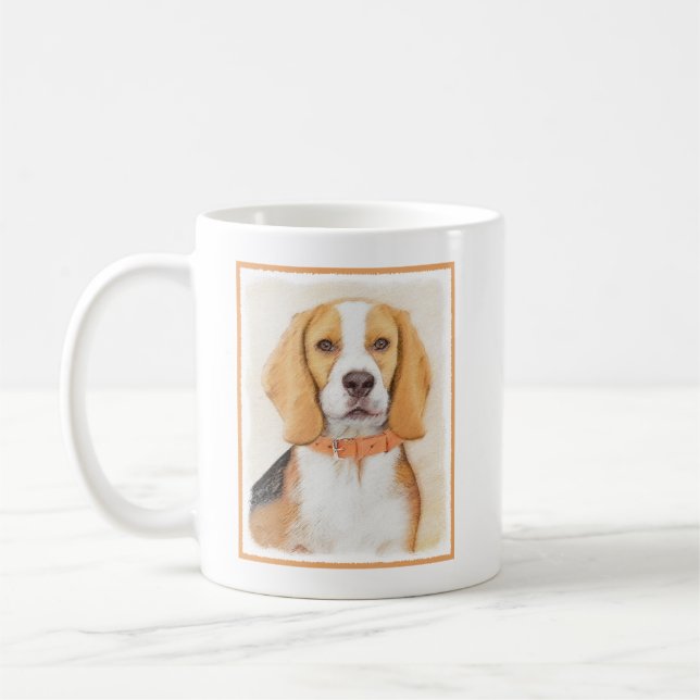 Caneca De Café Beagle Hound Dog Painting Original Animal Art (Esquerda)