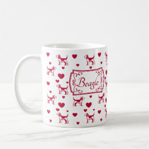 Caneca De Café Beagle Mug Com Corações