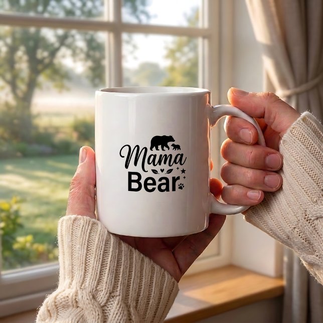 Caneca de Café Bear Mama, Citação Divertida da Vid (Criador carregado)