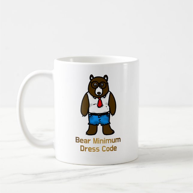 Caneca De Café Bear Mínimo Engraçado Escritório Arte Pun (Esquerda)