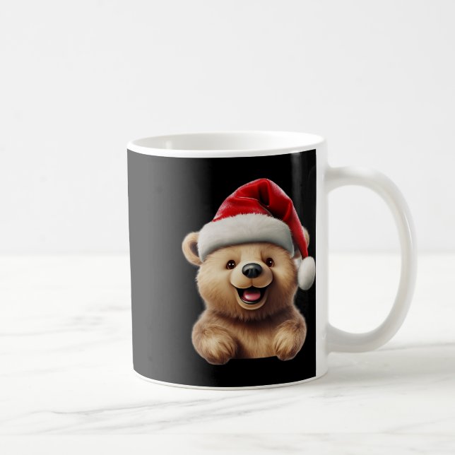 Caneca De Café Bear Natal Santa Hábito Bear Natal Engraçado (Direita)