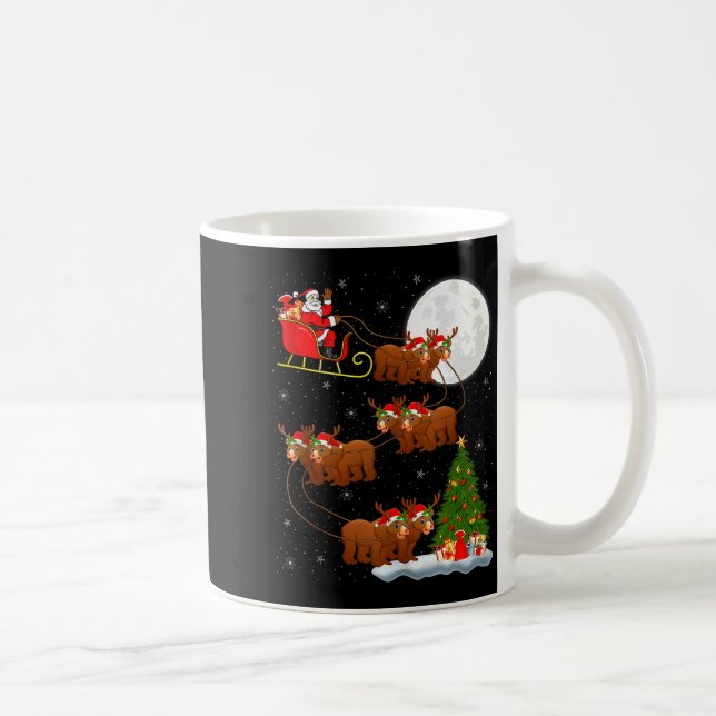 Caneca De Café Bear Santa Sleigh Flying Funny Magical Christmas T (Direita)