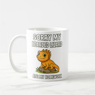 Caneca De Café Bearded Dragon Ate My Homework Funny Reptile Lover