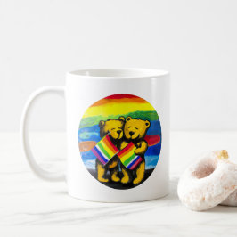 Caneca De Café Bears Love Casal LGBT Sinalizador do arco-íris