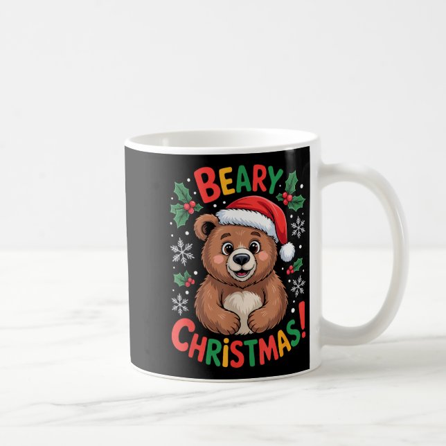 Caneca De Café Beary Christmas Cute Bear Santa Funny Holiday  (Direita)