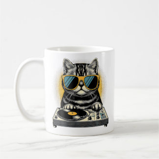 Caneca De Café Beats Feline Dj Cat Synthwave Kitty Mix