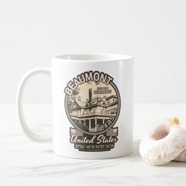 CANECA DE CAFÉ BEAUMONT CITY - VINTAGEM TEXAS (Com Donut)