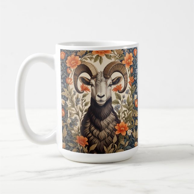 Caneca De Café Beautiful Big Horn Sheep William Morris Inspired (Esquerda)