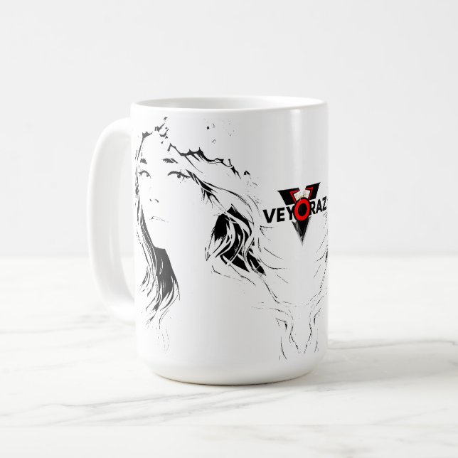 Caneca De Café Beautiful Floral Anime Girl – Soft Pastel Aesthe (Frente Esquerda)