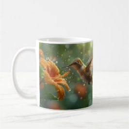 Caneca De Café Beautiful Flower and Hummingbird