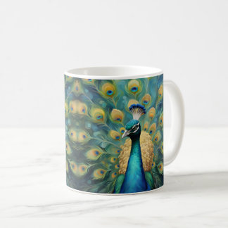 Caneca De Café Beautiful Green and blue Peacock