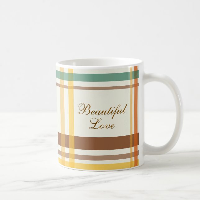 Caneca De Café Beautiful Love Cozy Tartan Plaid (Direita)