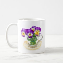 Caneca De Café beautiful pansy flowers isolated in a cup