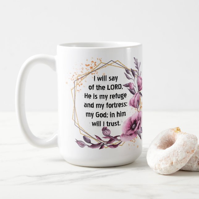 Caneca De Café Beautiful Psalm 91 Floral Coffee Mug (Com Donut)