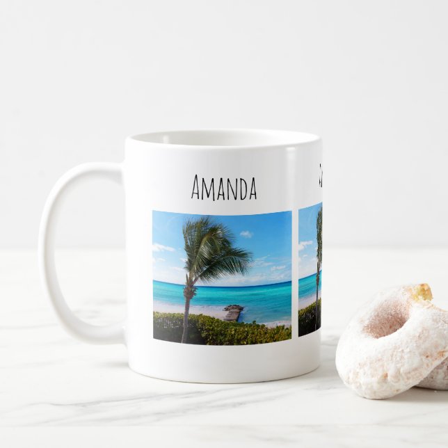 Caneca De Café Beautiful Tropical Beach Breezy Palm Tree (Com Donut)