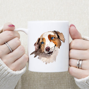Caneca De Café Beautiful Watercolor Blue Eyed Australian Shepherd