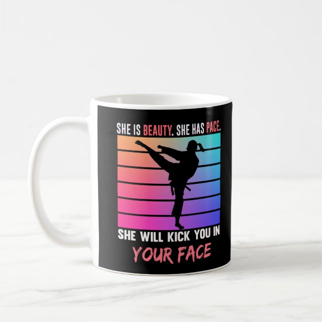 Caneca De Café Beauty Karate Girl Chuta Você Taekwondo Jiu Jitsu (Esquerda)