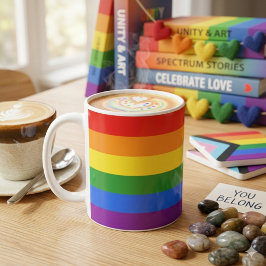 Caneca De Café Beba com Orgulho: Bandeira Arco-Íris