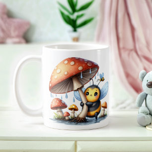 Caneca De Café Bebê Adorável Sob Guarda-chuvas