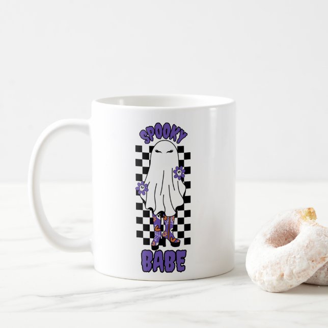 Caneca De Café "Bebê assustador" Mulher do Halloween Fantasma Rox (Com Donut)