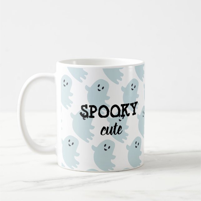 Caneca De Café Bebê Azul Fantasma Halloween Curioso (Esquerda)