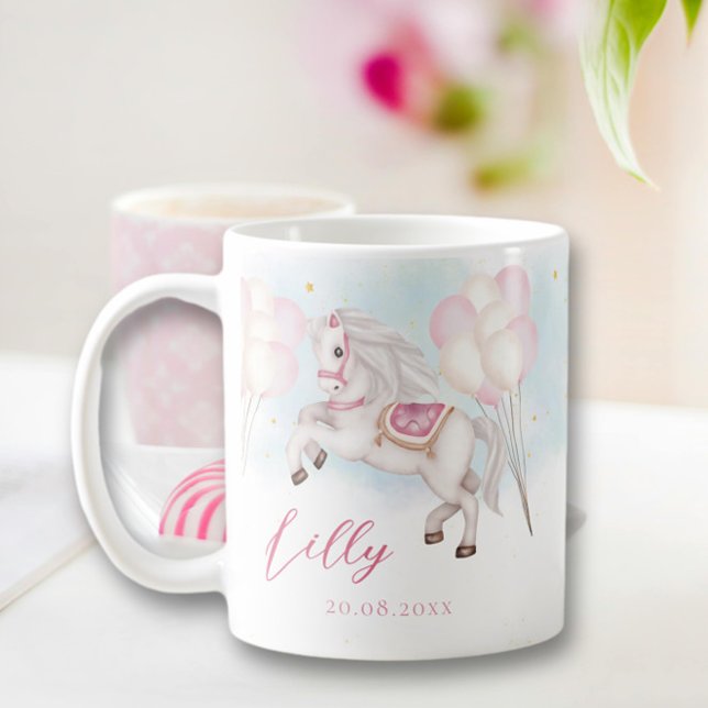 Caneca De Café Bebê bebezinho Pony Belo Balões Estrelando Garota (Criador carregado)