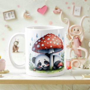Caneca De Café Bebê Bonito Panda Sob Guarda-Chuva
