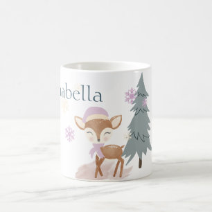 Caneca De Café Bebê Cervo Fêmea Adorável de Inverno